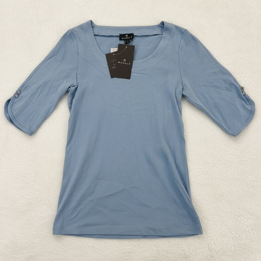 NWT Marble Women's Blue Elbow Sleeve Scoop Neck Top - Size XS
b88